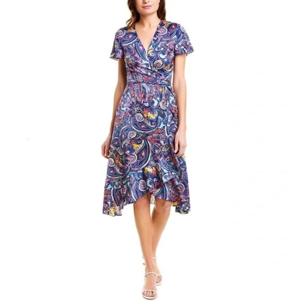 NWOT Laundry paisley wrap || Woman’s midi Dress by Shelli Segal size 8